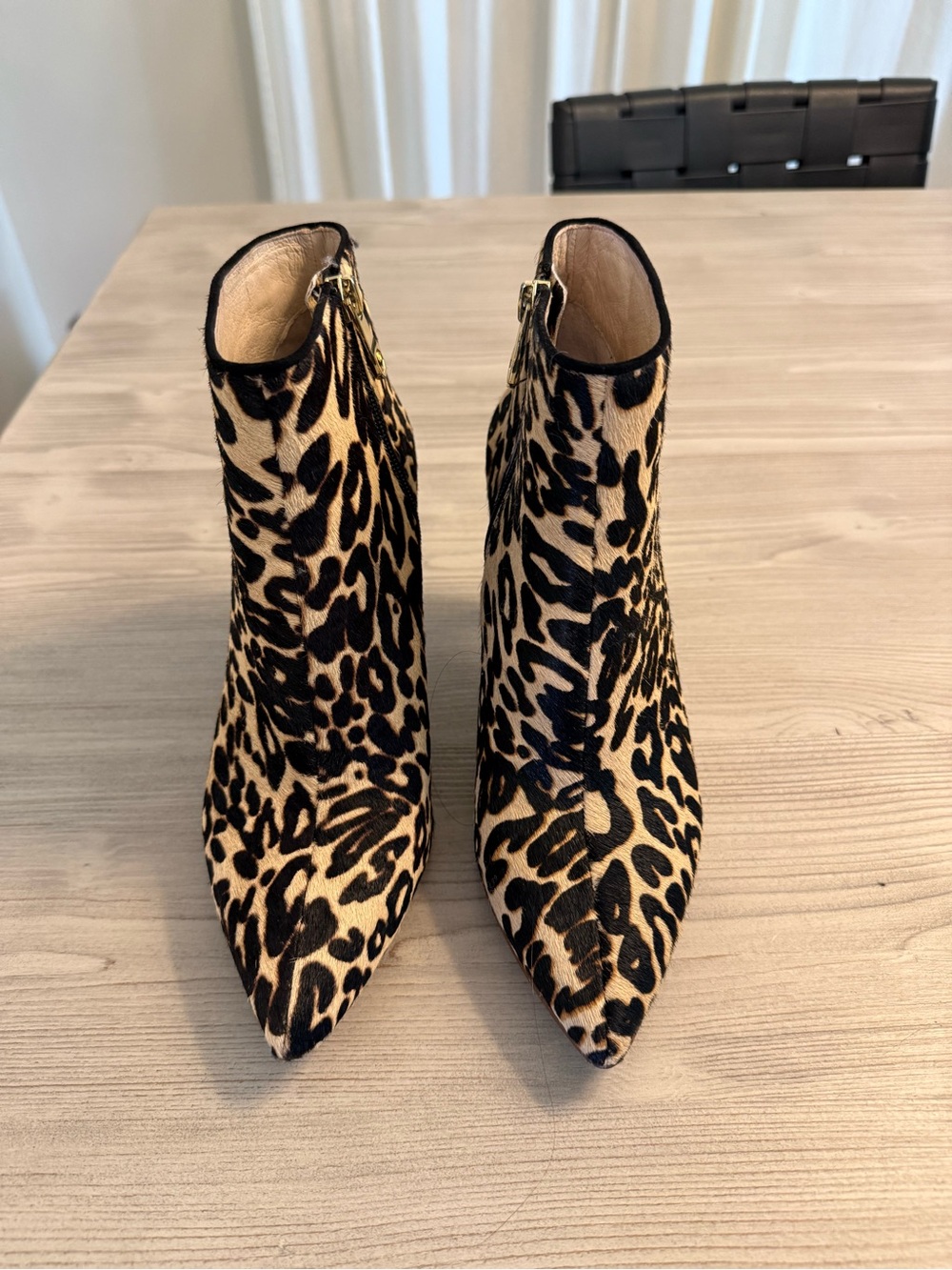 Leopard Print Pointed Toe Ankle Boots - Women